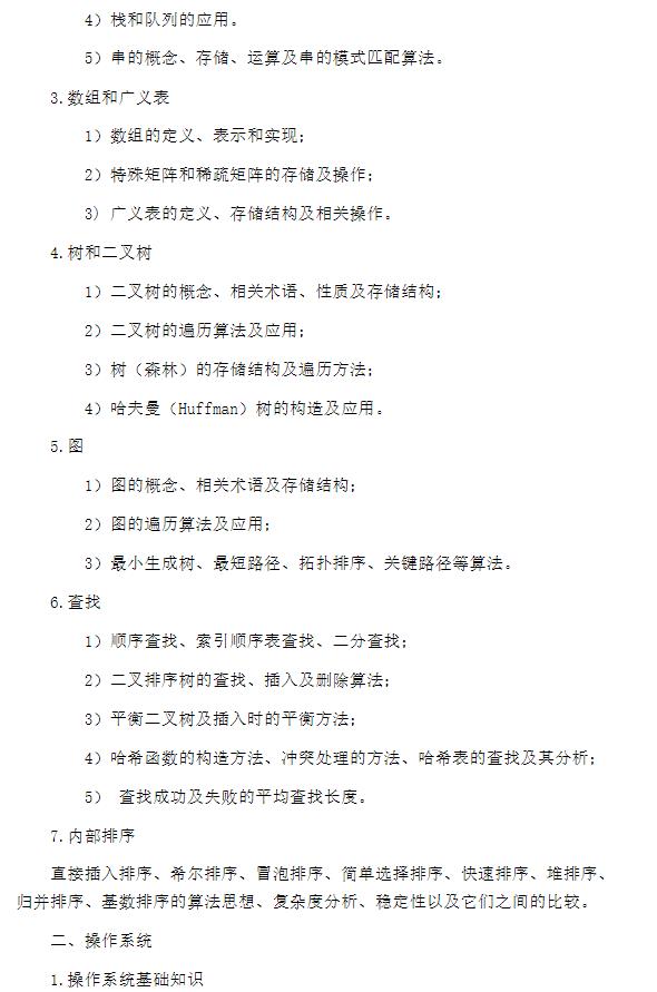 中南大學2024年全國碩士研究生入學考試 《計算機基礎綜合》考試大綱