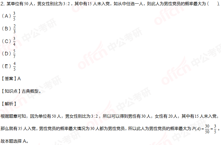 2021考研管理類聯考綜合能力初數暑期備考：古典概率
